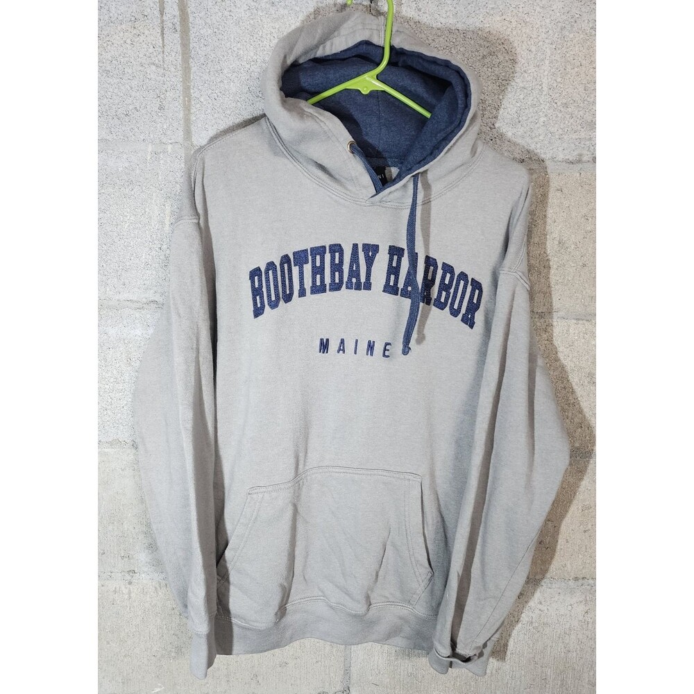 Valani Graphics Print Boothbay Harbor Maine Long Sleeve Men's Hoodie Gray Size L
